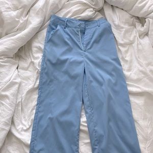 Light Blue High-Waist Straight-Leg Trousers